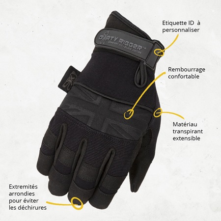 Paire de gants renforcé polyvalent DIRTY RIGGER Noir - Taille S